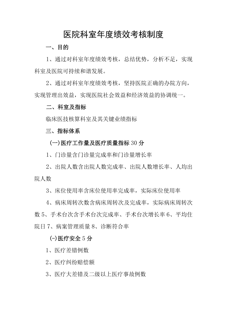 医院科室年度绩效考核制度.docx_第1页