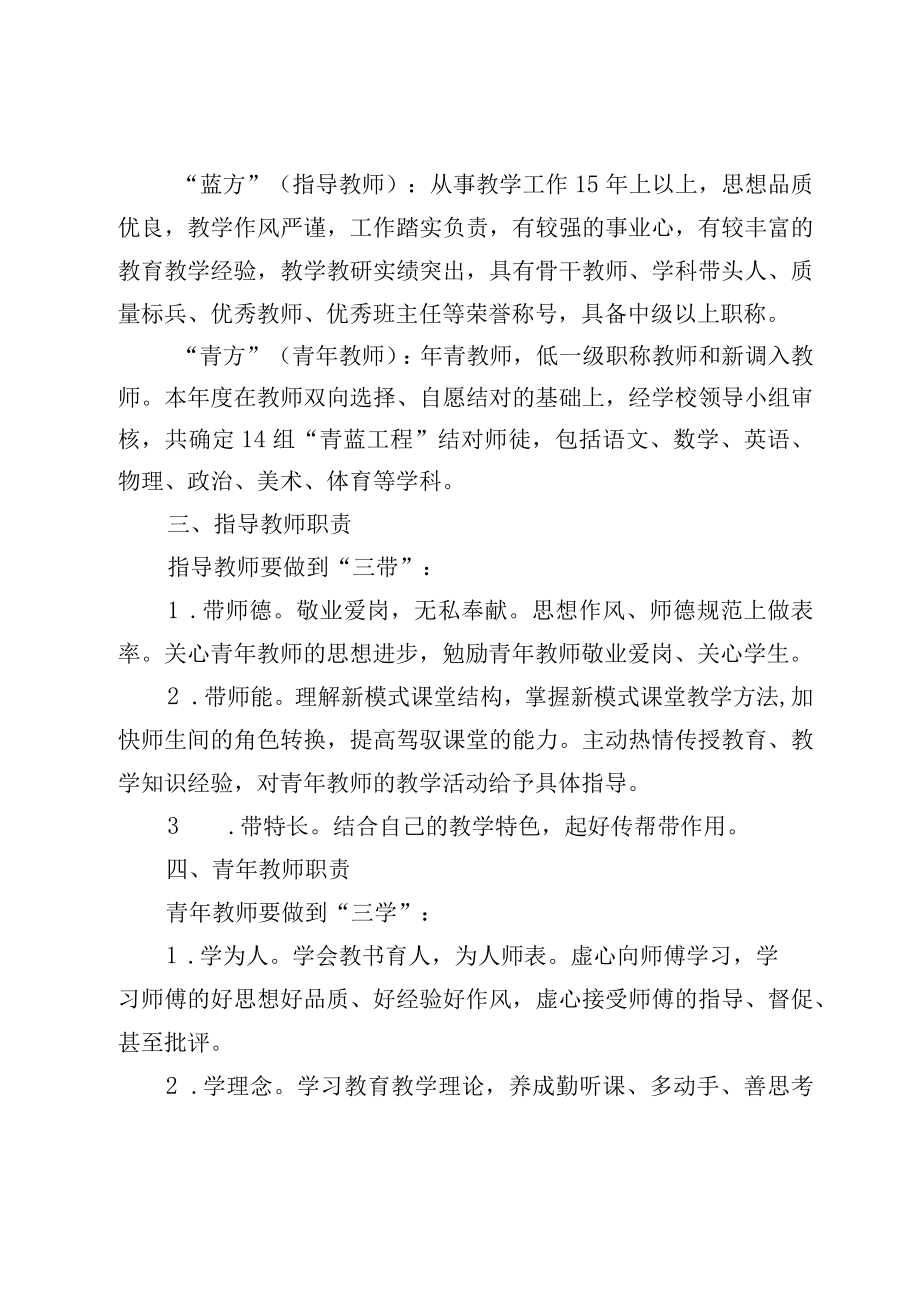 青蓝工程结对帮扶暨青年教师培养工作实施方案.docx_第2页