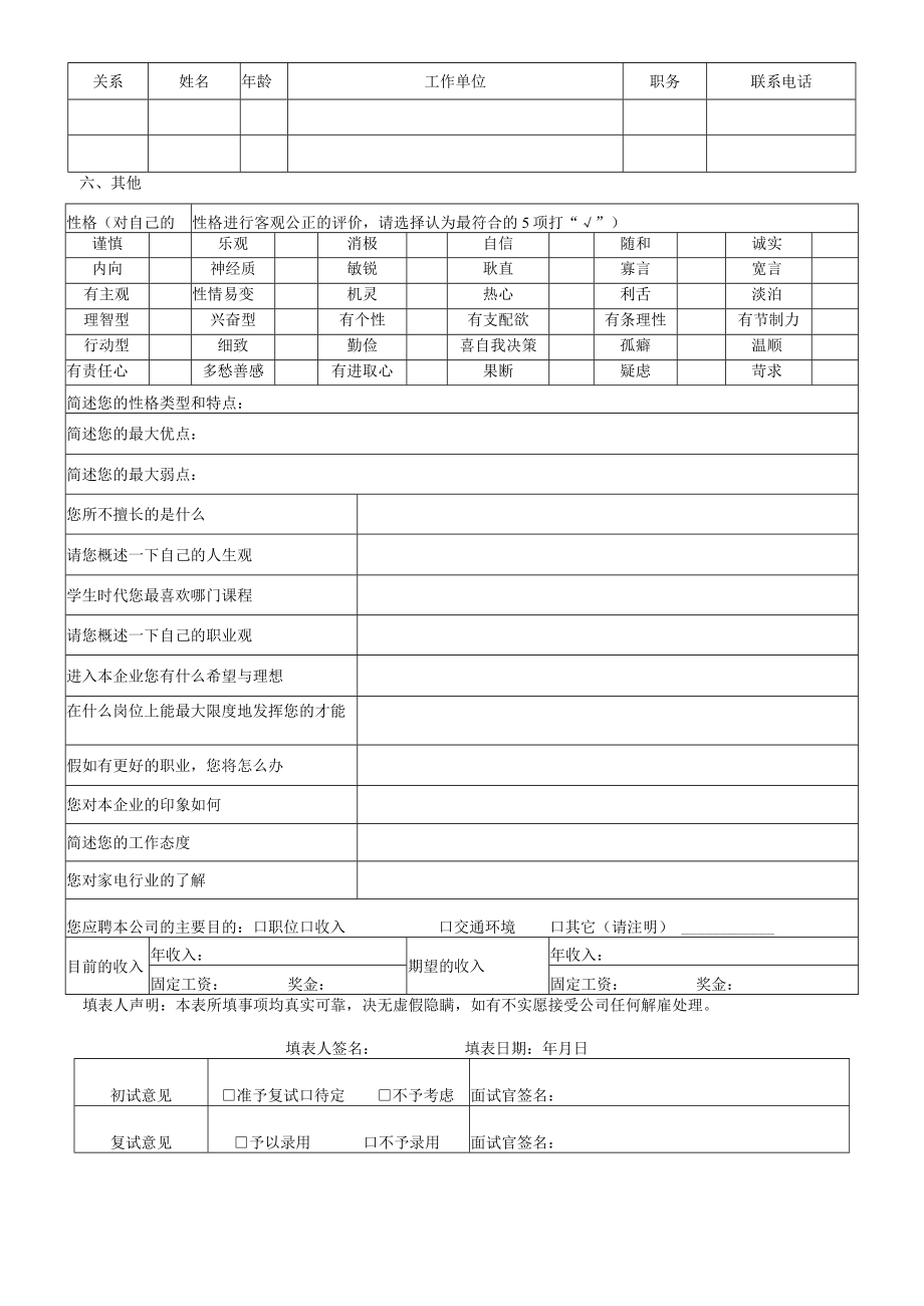 应聘人员登记表经典.docx_第2页