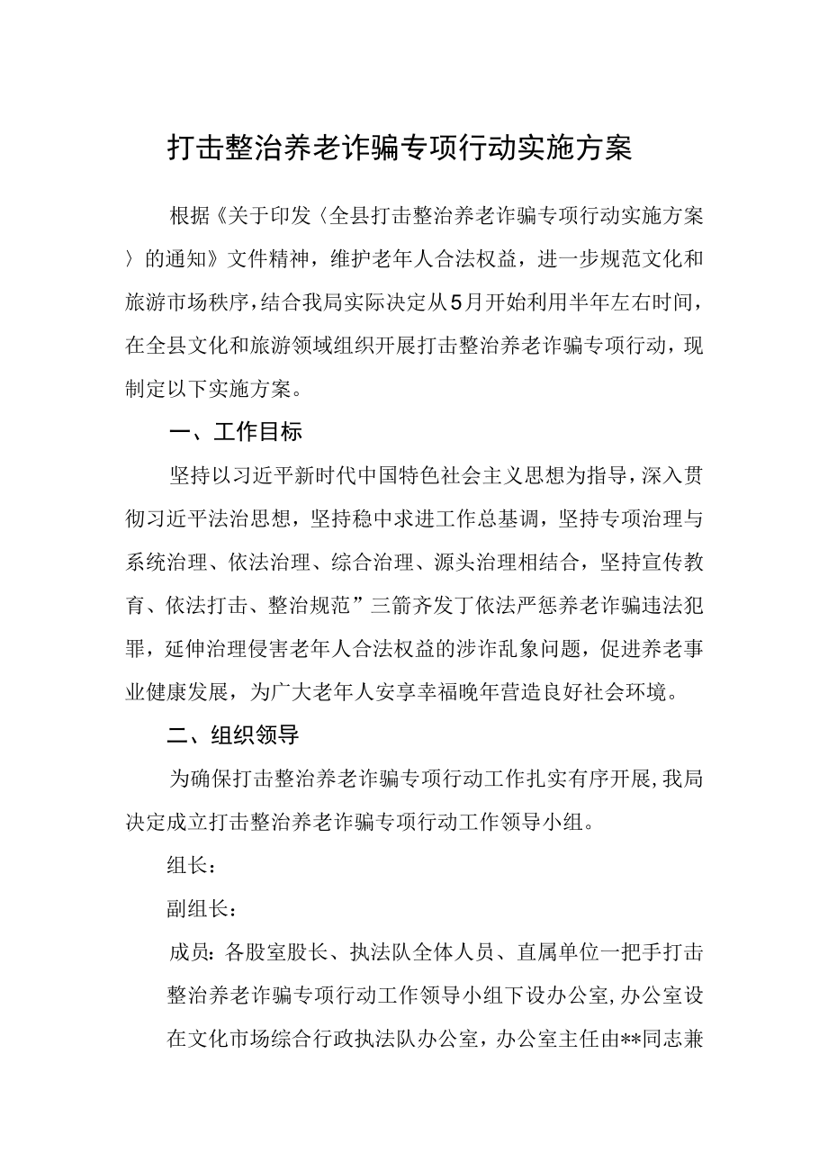 打击整治养老诈骗专项行动实施方案.docx_第1页