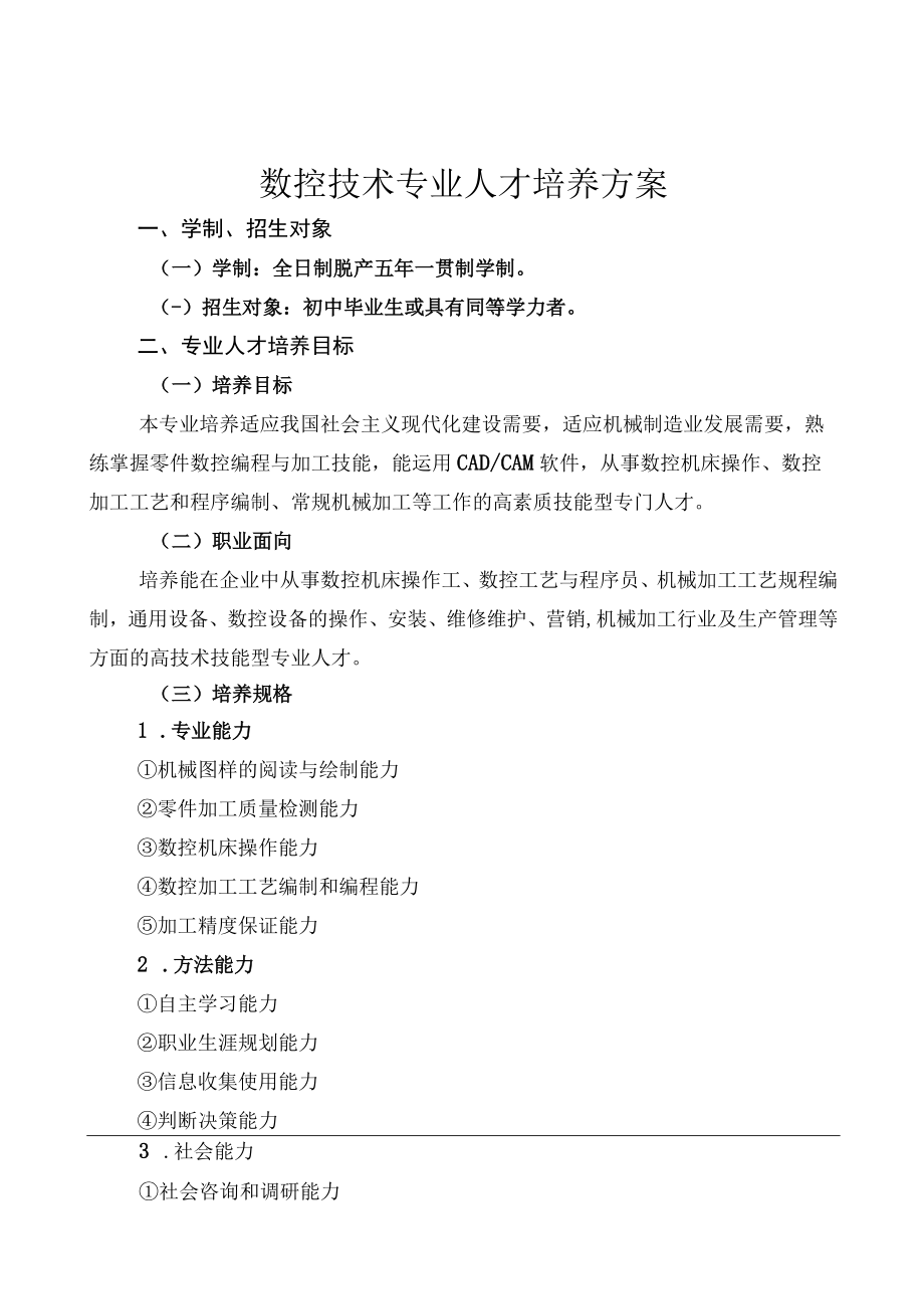 数控技术人才培养方案.docx_第1页