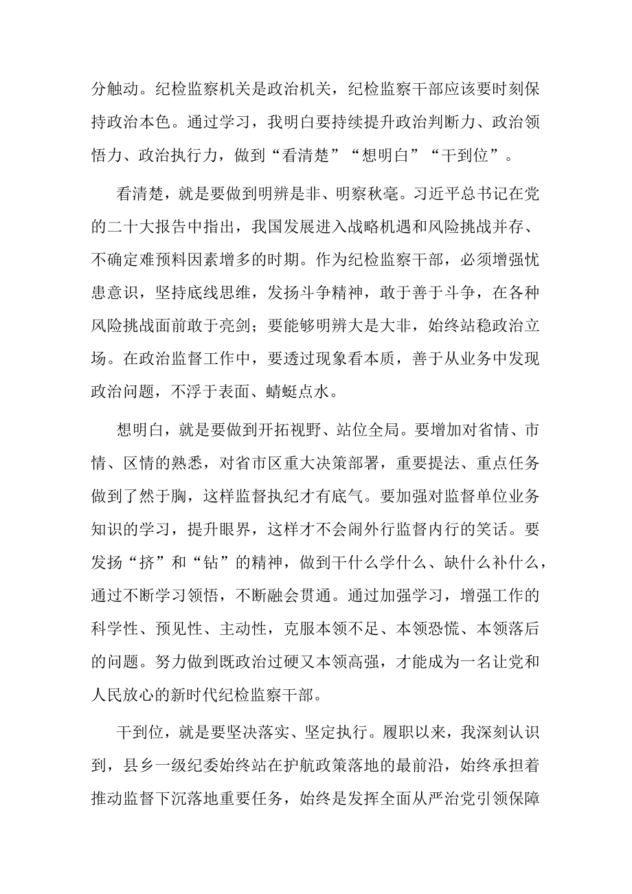 在2023年度纪检监察干部队伍教育整顿专题学习研讨班上的发言(共二篇).docx_第3页