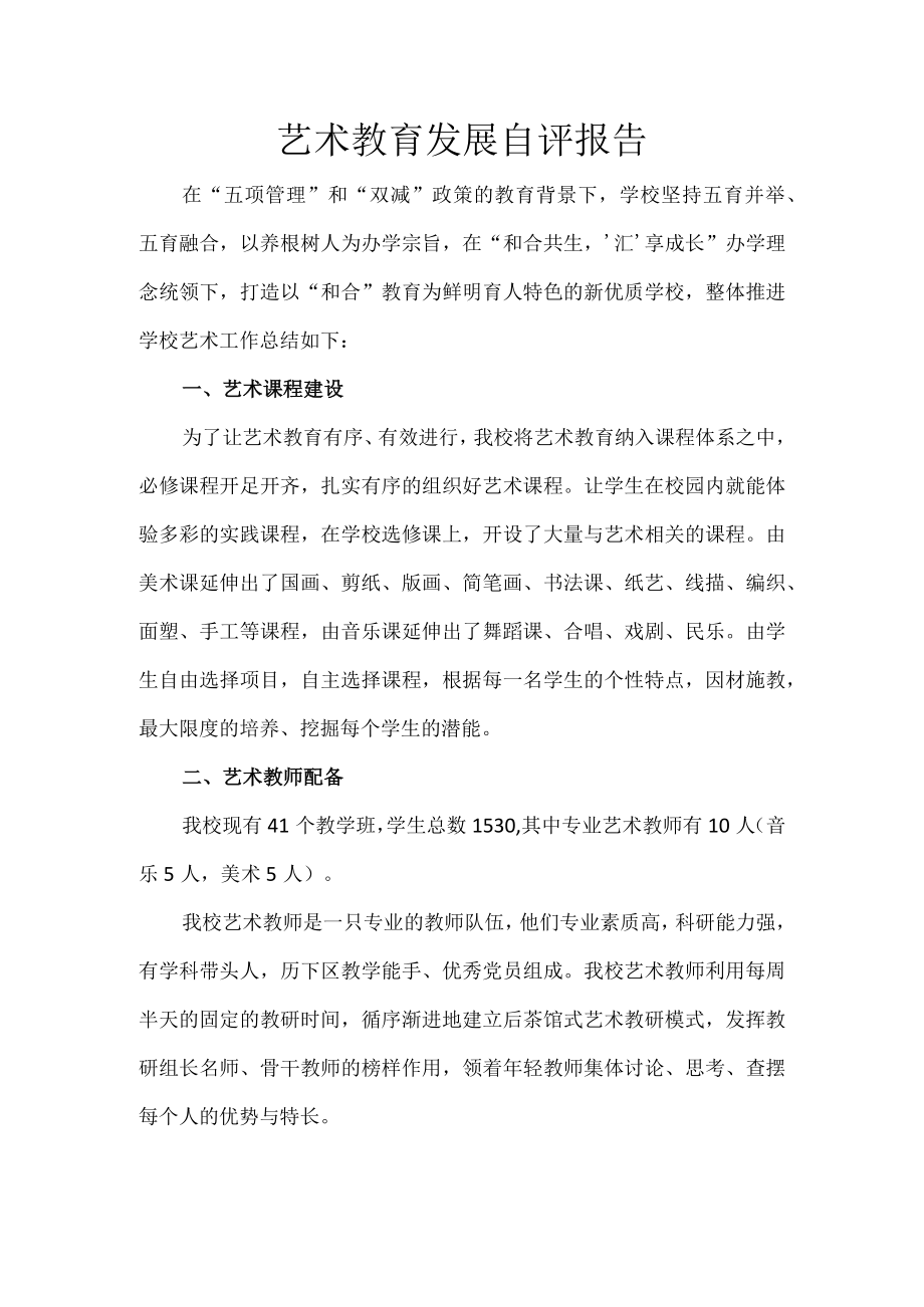 艺术教育发展自评报告.docx_第1页