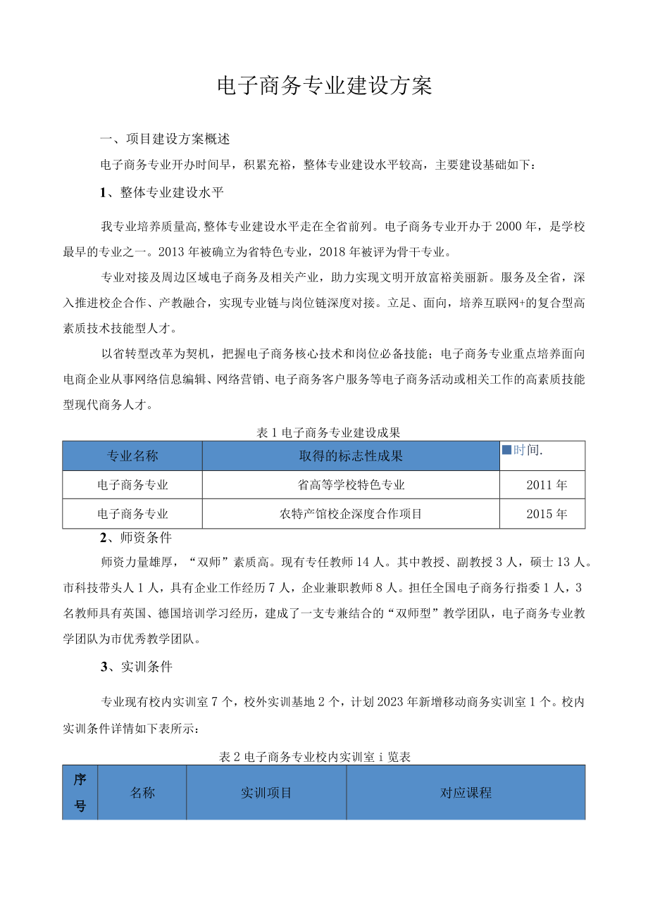 电子商务专业建设方案.docx_第1页