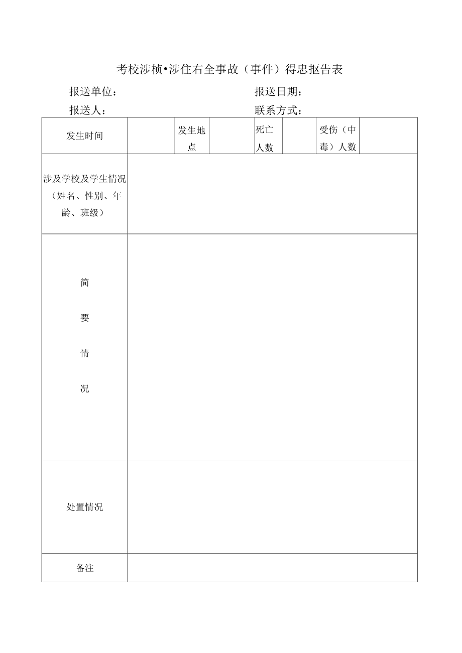 学校涉校涉生安全事故信息报告表.docx_第1页