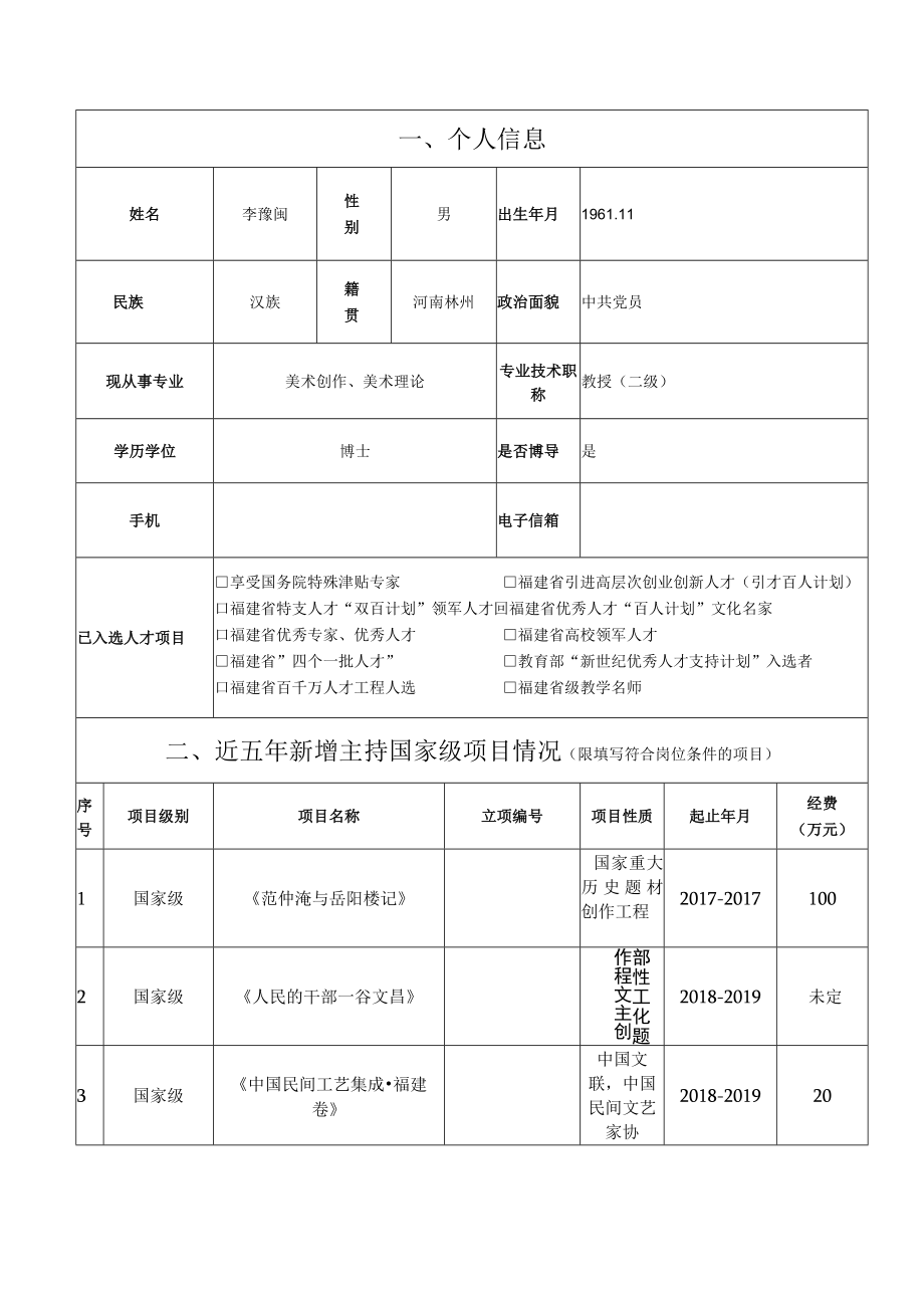 福建师范大学宝琛计划特聘岗位申报书.docx_第3页