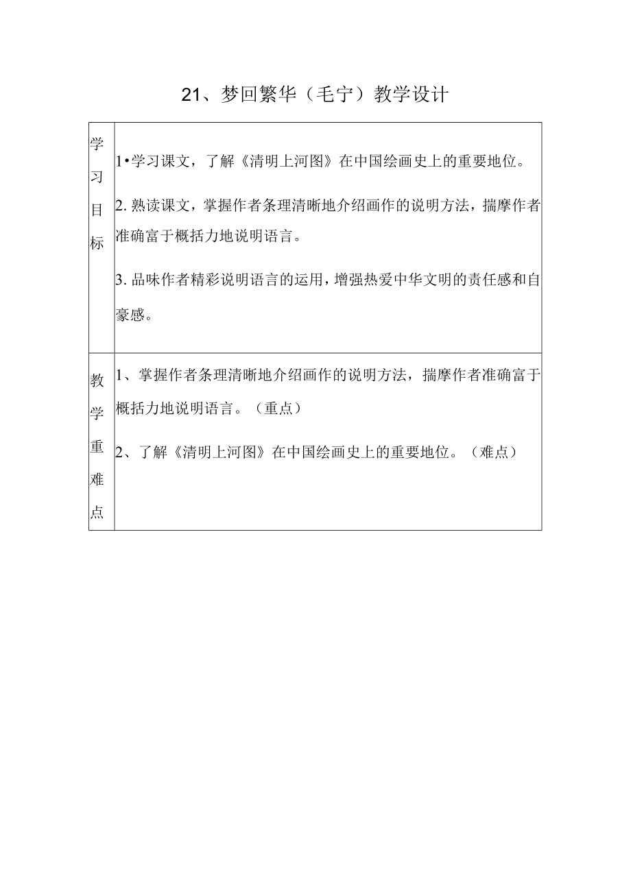 梦回繁华教学设计A11评价量规设计与应用微能力认证优秀作业.docx_第1页