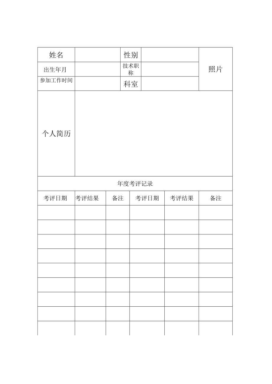 医院医务人员医德医风档案.docx_第1页