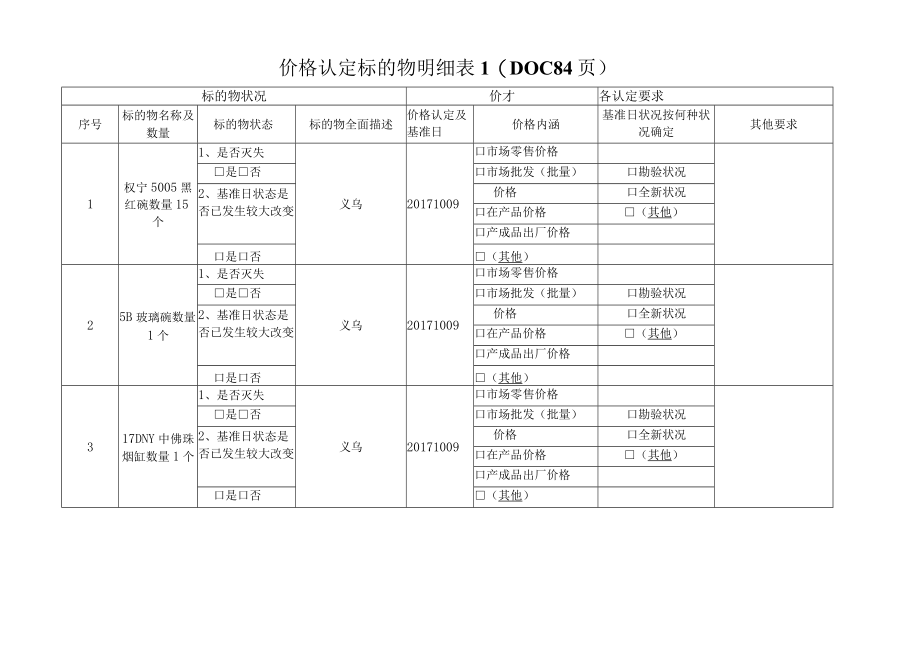 价格认定标的物明细表1DOC84页.docx_第1页