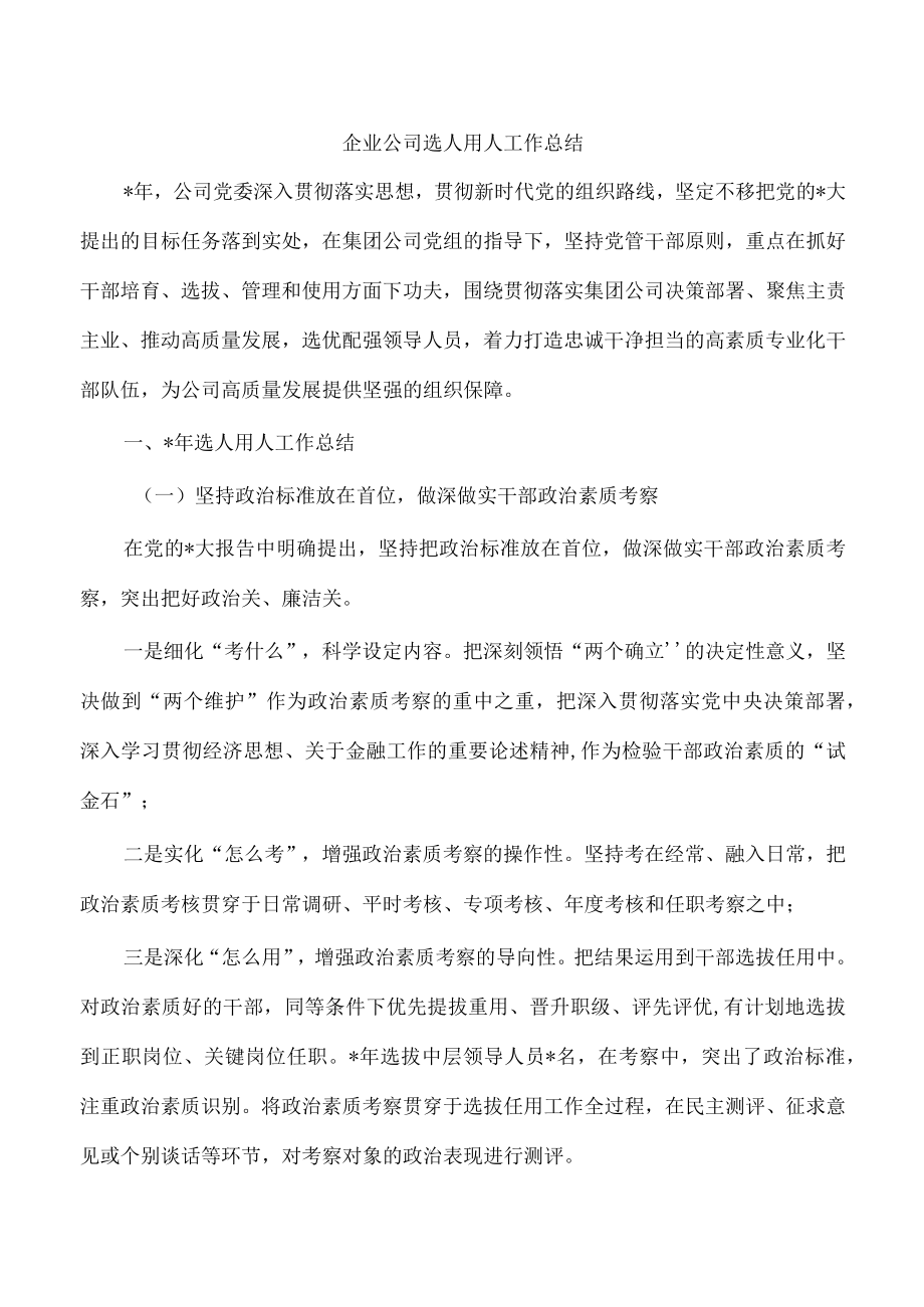 企业公司选人用人工作总结.docx_第1页