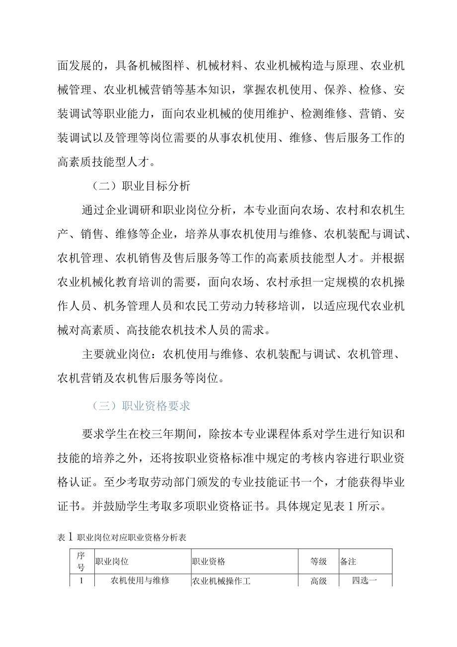 中等职业学校农机设备应用与维修专业人才培养方案.docx_第2页