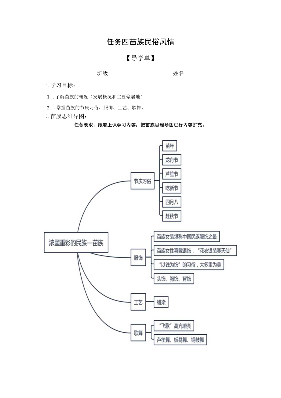 任务四 苗族民俗风情导学单公开课教案教学设计课件资料.docx_第1页