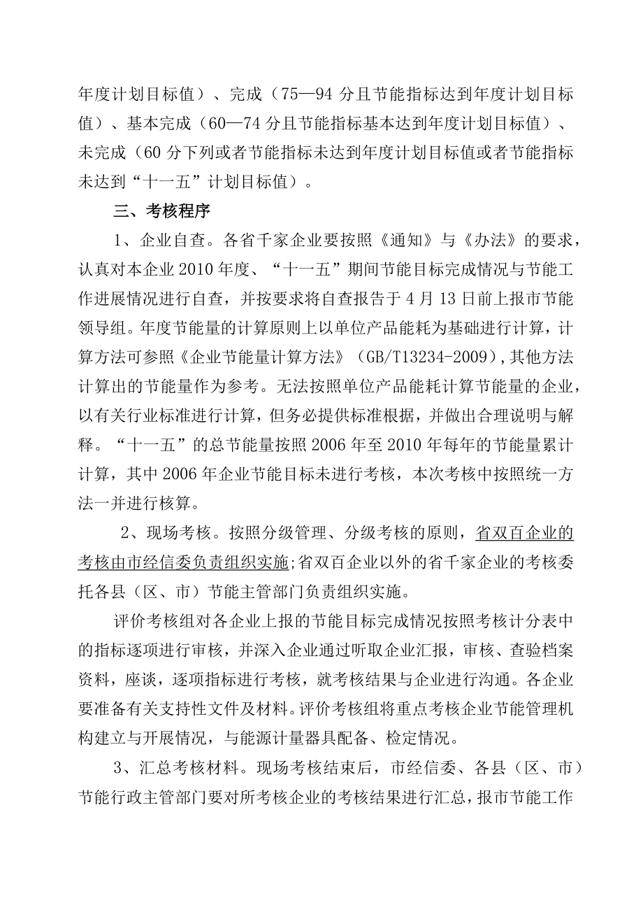 企业XX年度及十一五节能工作目标责任评价考核工作方案的通知.docx_第3页