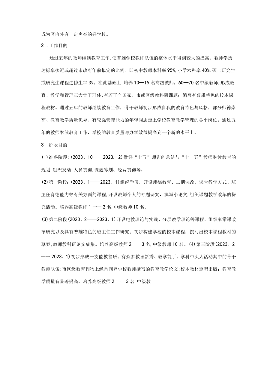 2023年上海市普雄学校教师继续教育五年规划.docx_第2页