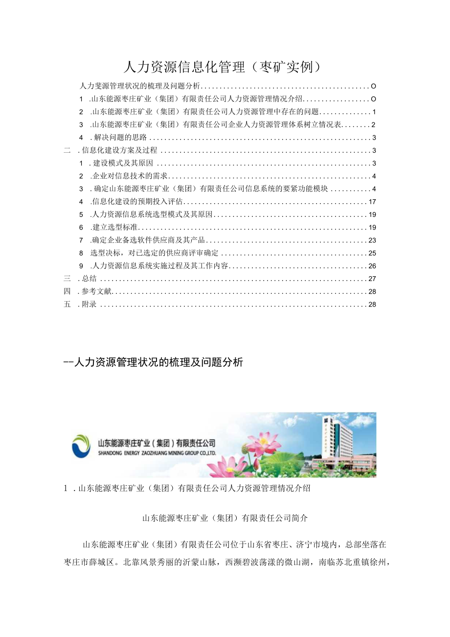 人力资源信息化管理(枣矿实例).docx_第1页