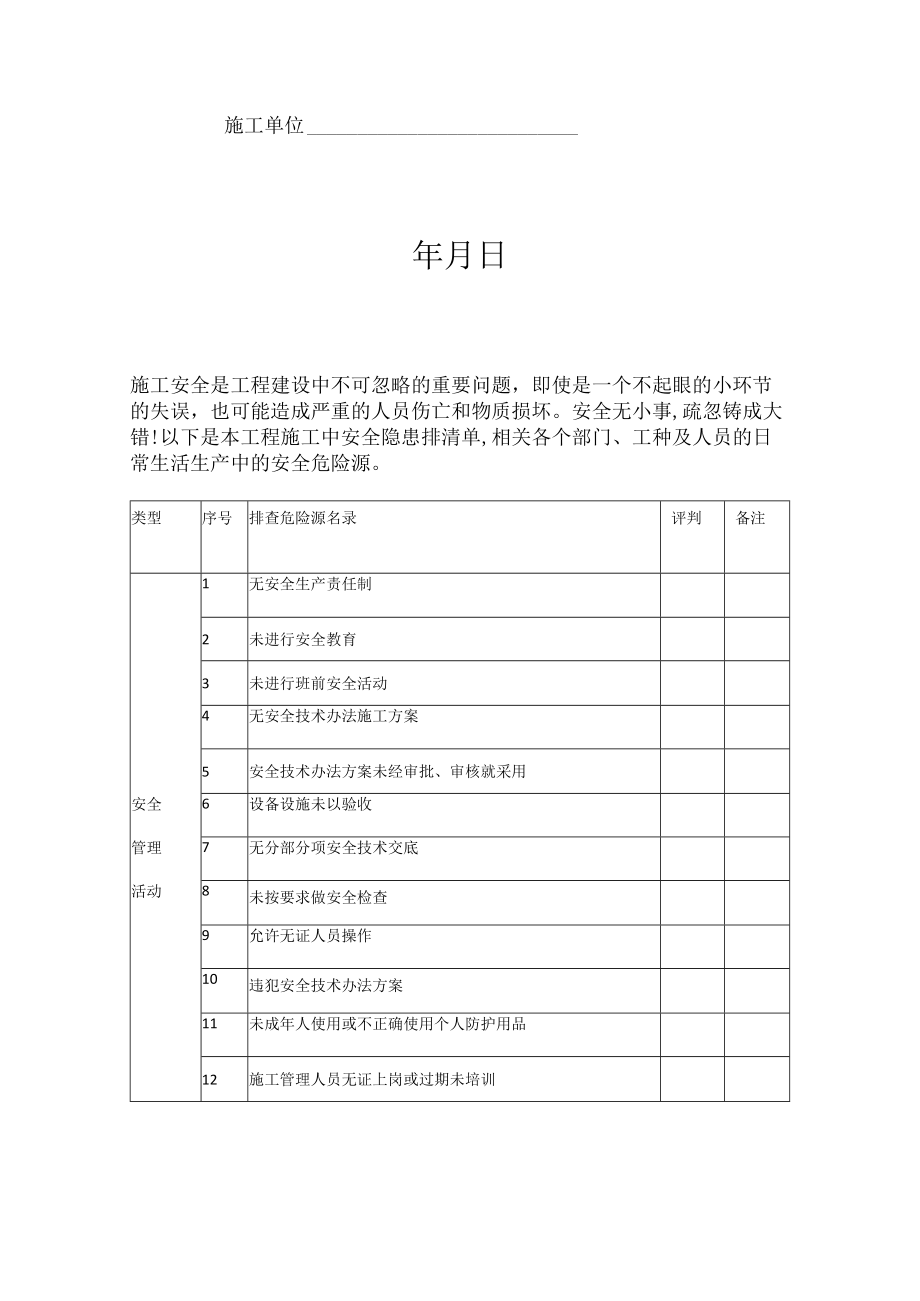 企业施工现场隐患排查表.docx_第2页