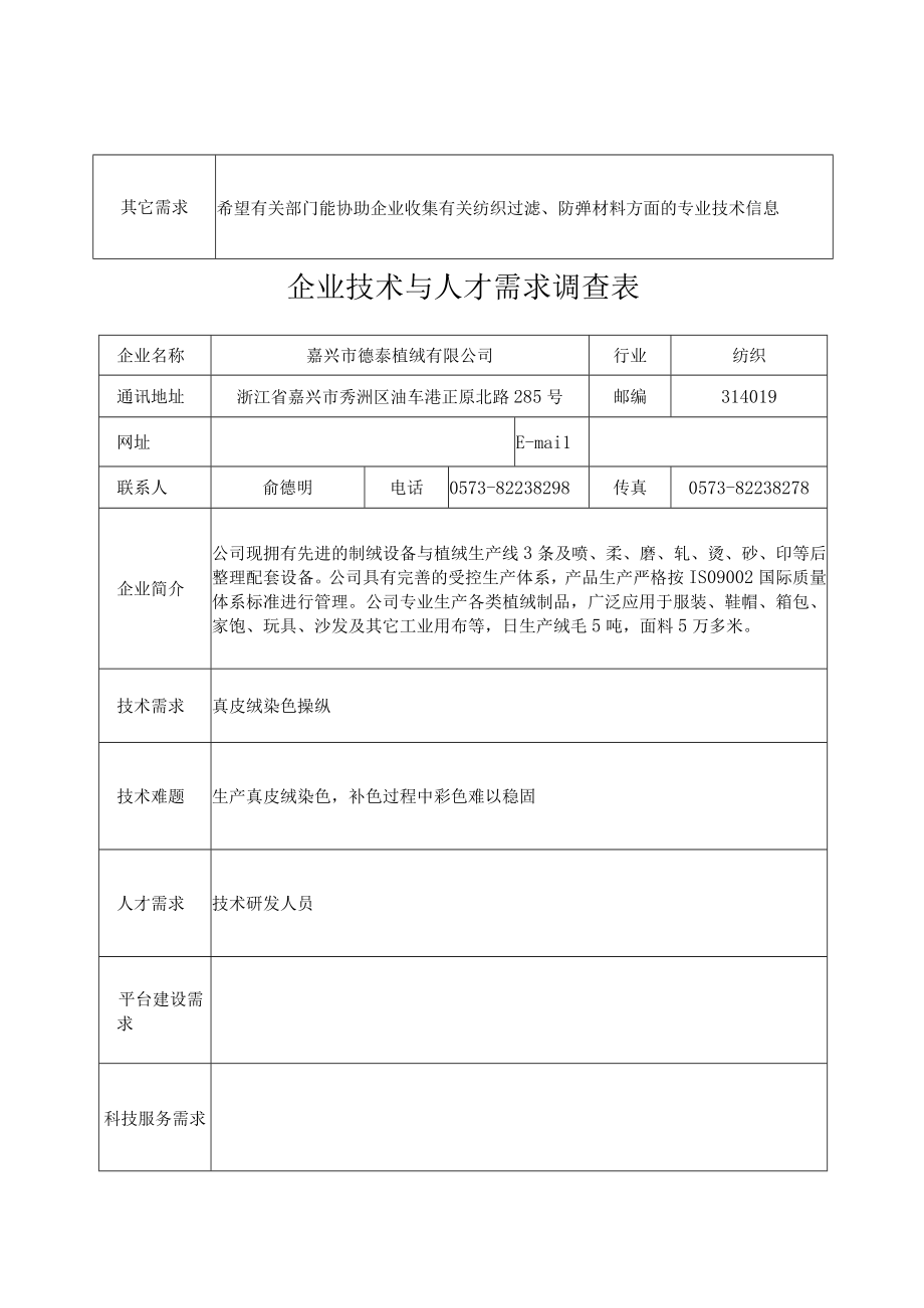 企业技术与人才需求调查表.docx_第2页