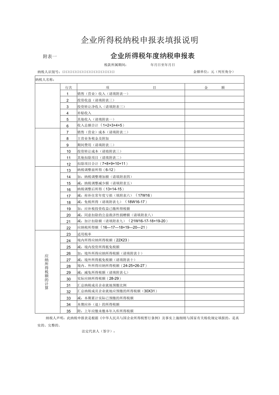 企业所得税纳税申报表填报说明.docx_第1页