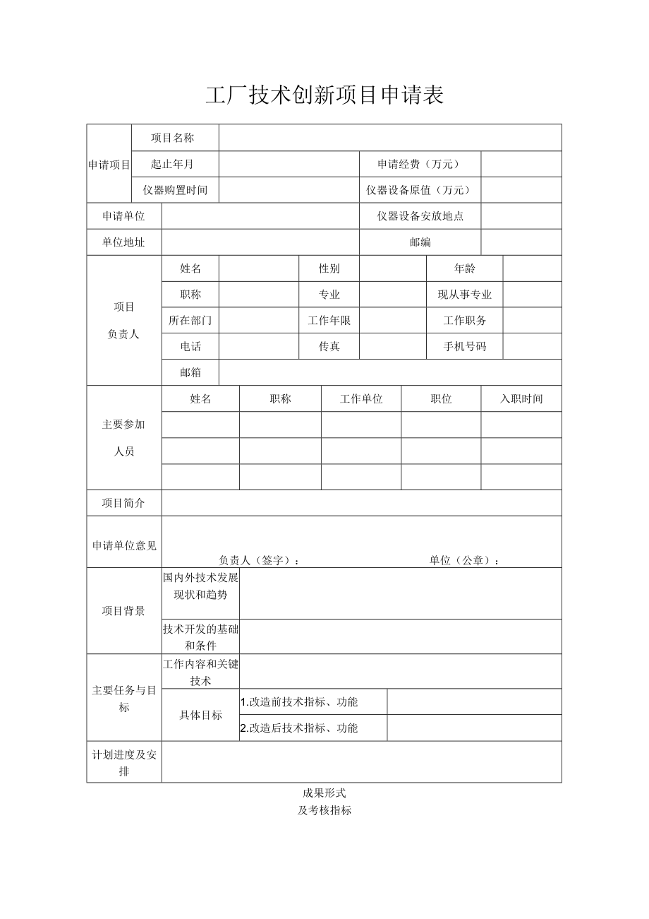 工厂技术创新项目申请表.docx_第1页