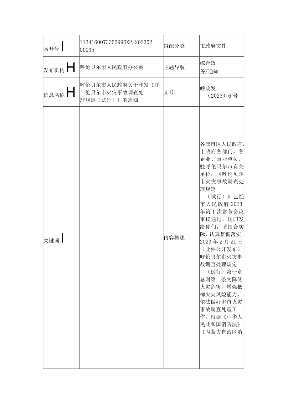 呼伦贝尔市火灾事故调查处理规定试行.docx_第1页