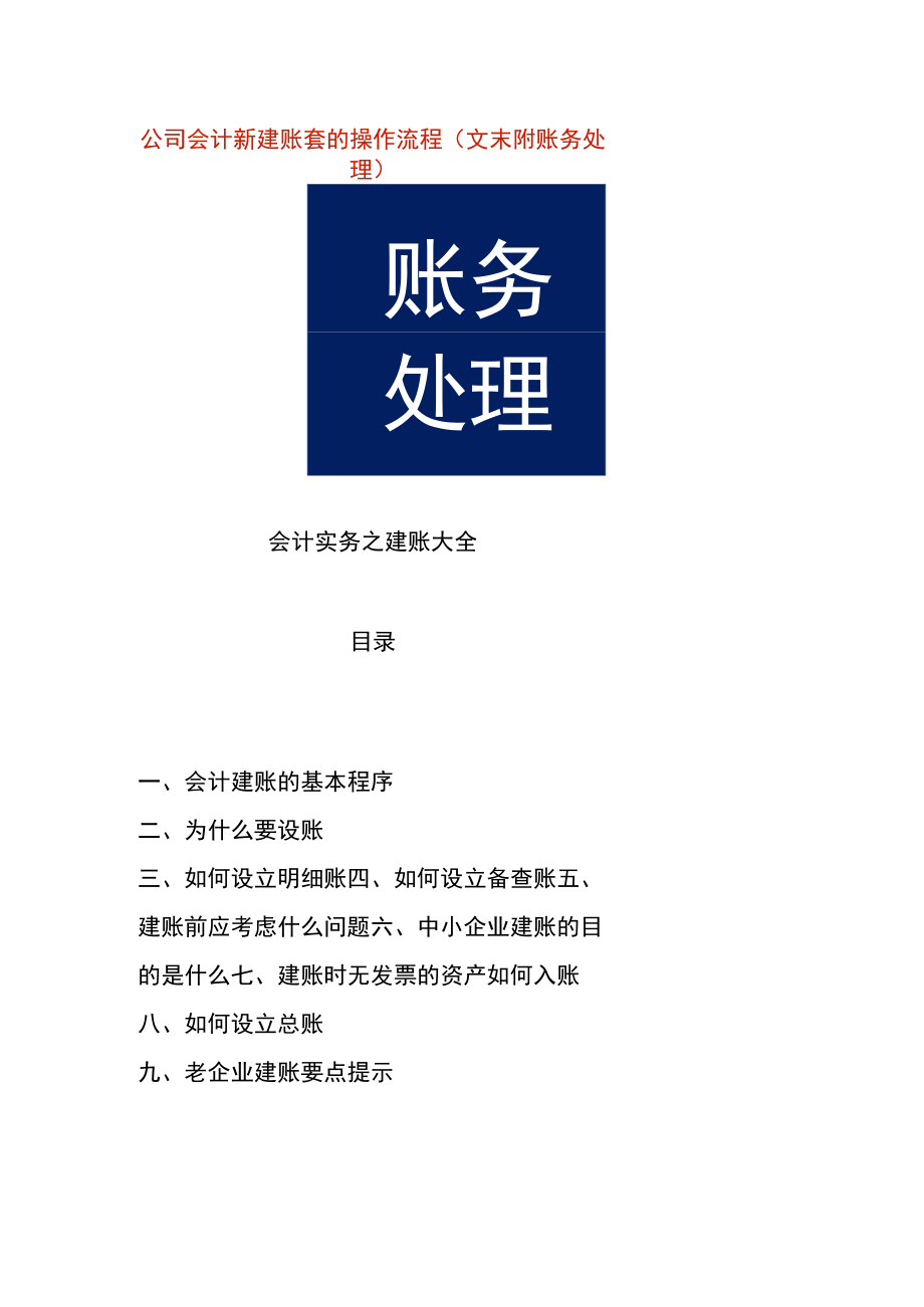 公司会计新建账套的操作流程文末附账务处理.docx_第1页