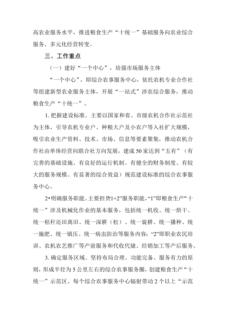 建设综合农事服务中心推进粮食生产十统一实施方案.docx_第2页