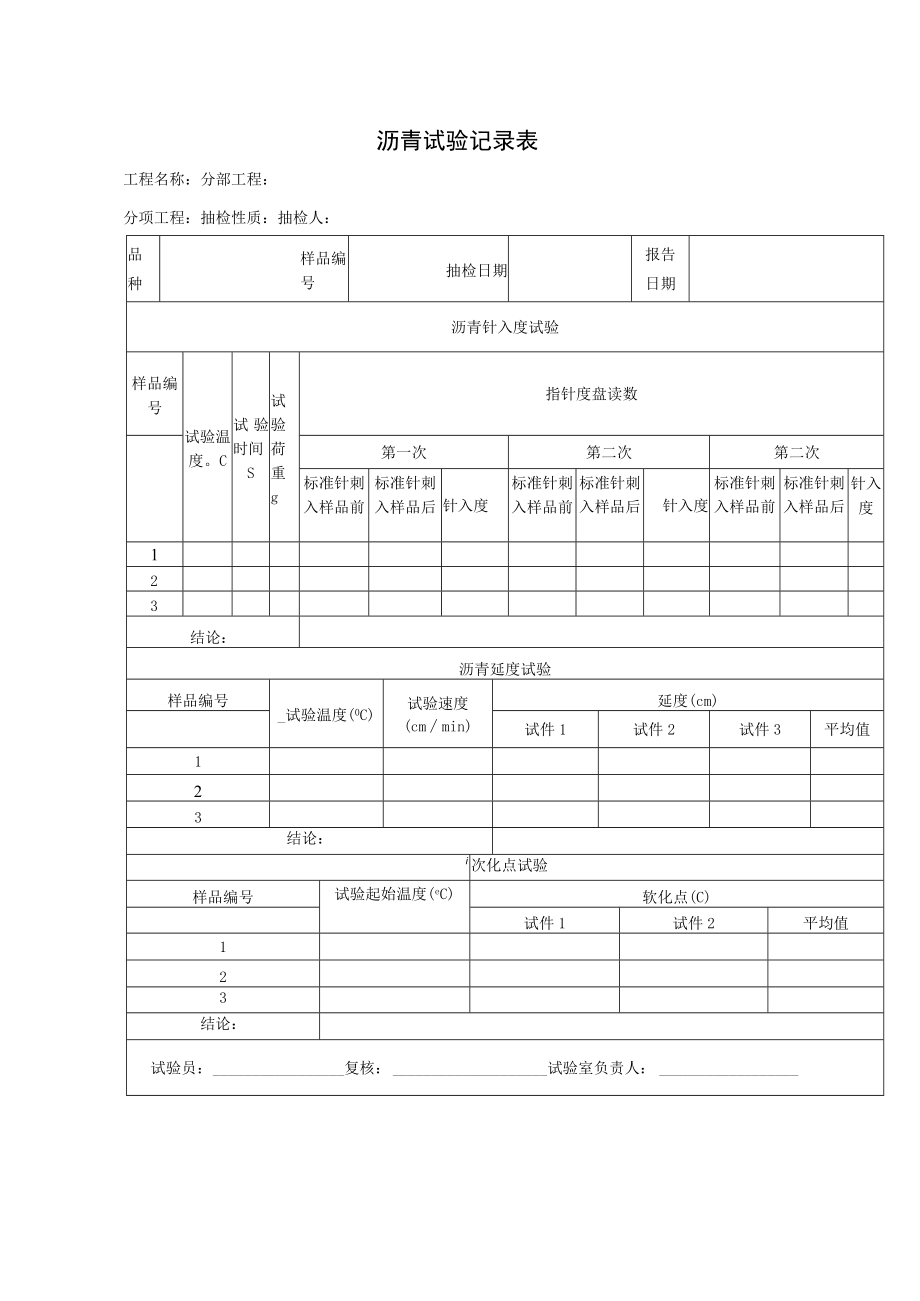 沥青试验记录表.docx_第1页