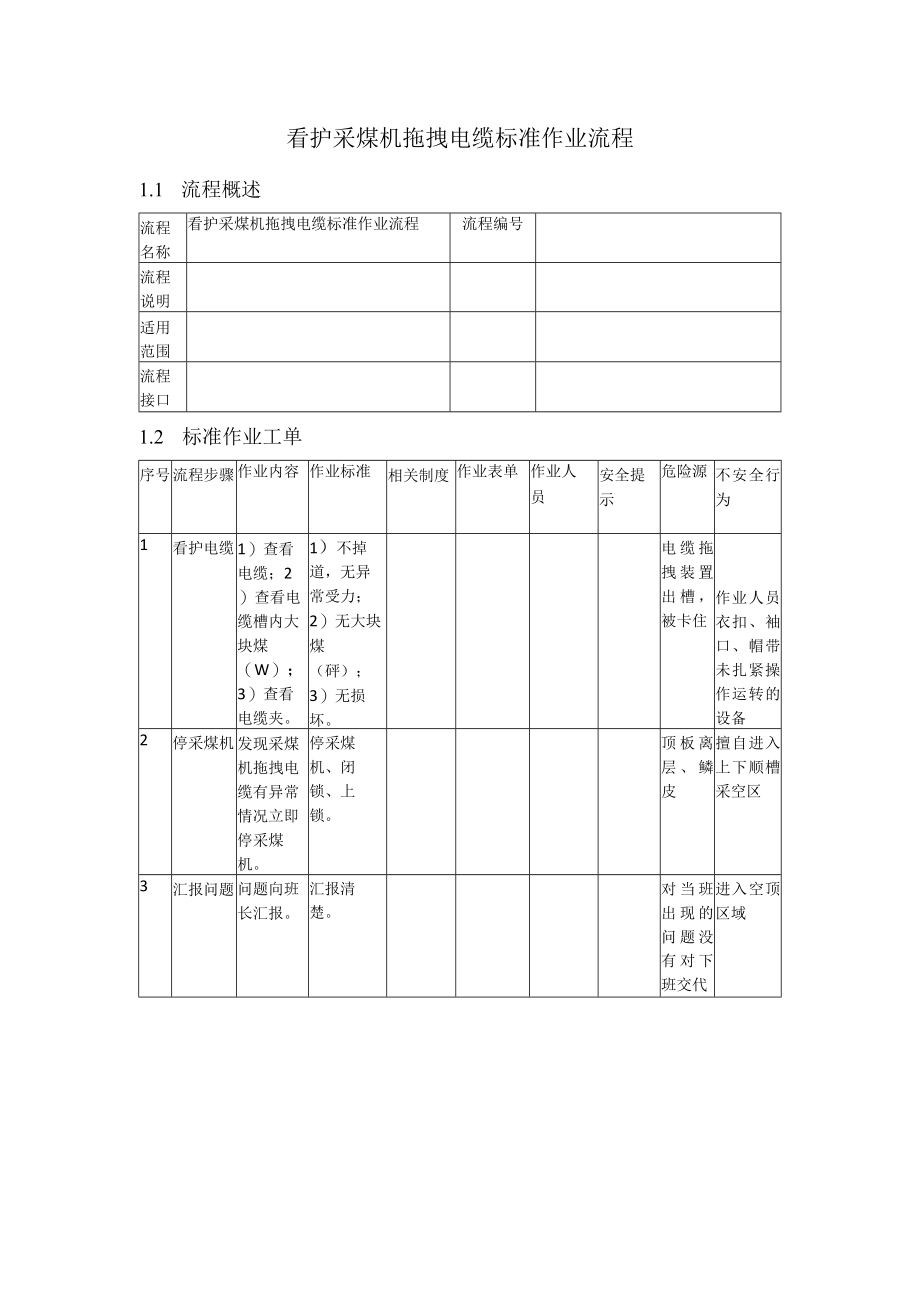 看护采煤机拖拽电缆标准作业流程.docx_第1页