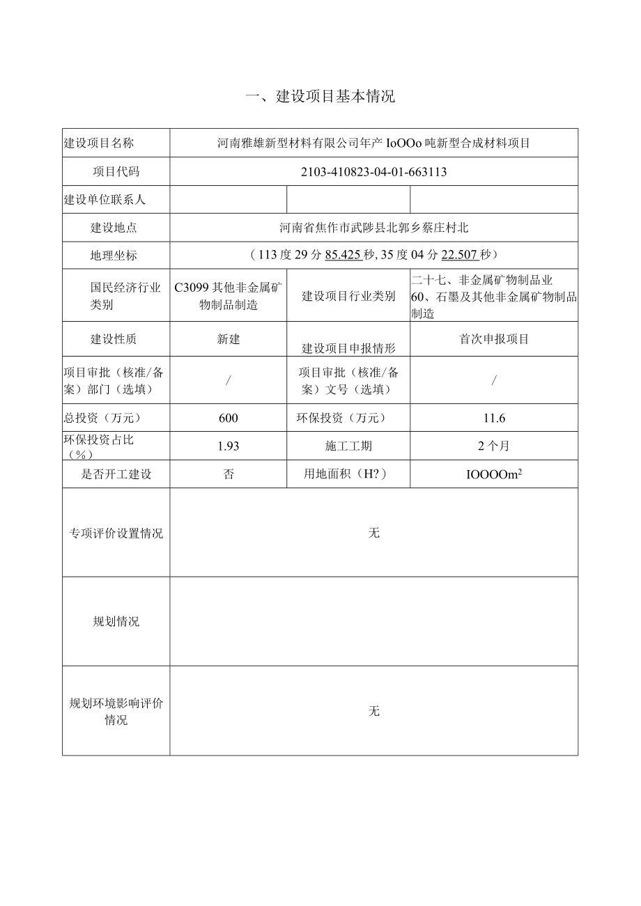 河南雅雄新型材料有限公司年产10000吨新型合成材料项目报告表.docx_第2页