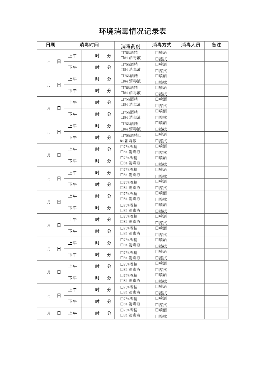 环境消毒情况记录表.docx_第2页