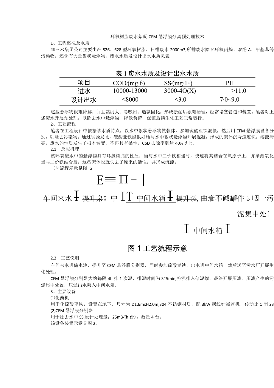 环氧树脂废水絮凝CFM悬浮膜分离预处理技术.docx_第1页