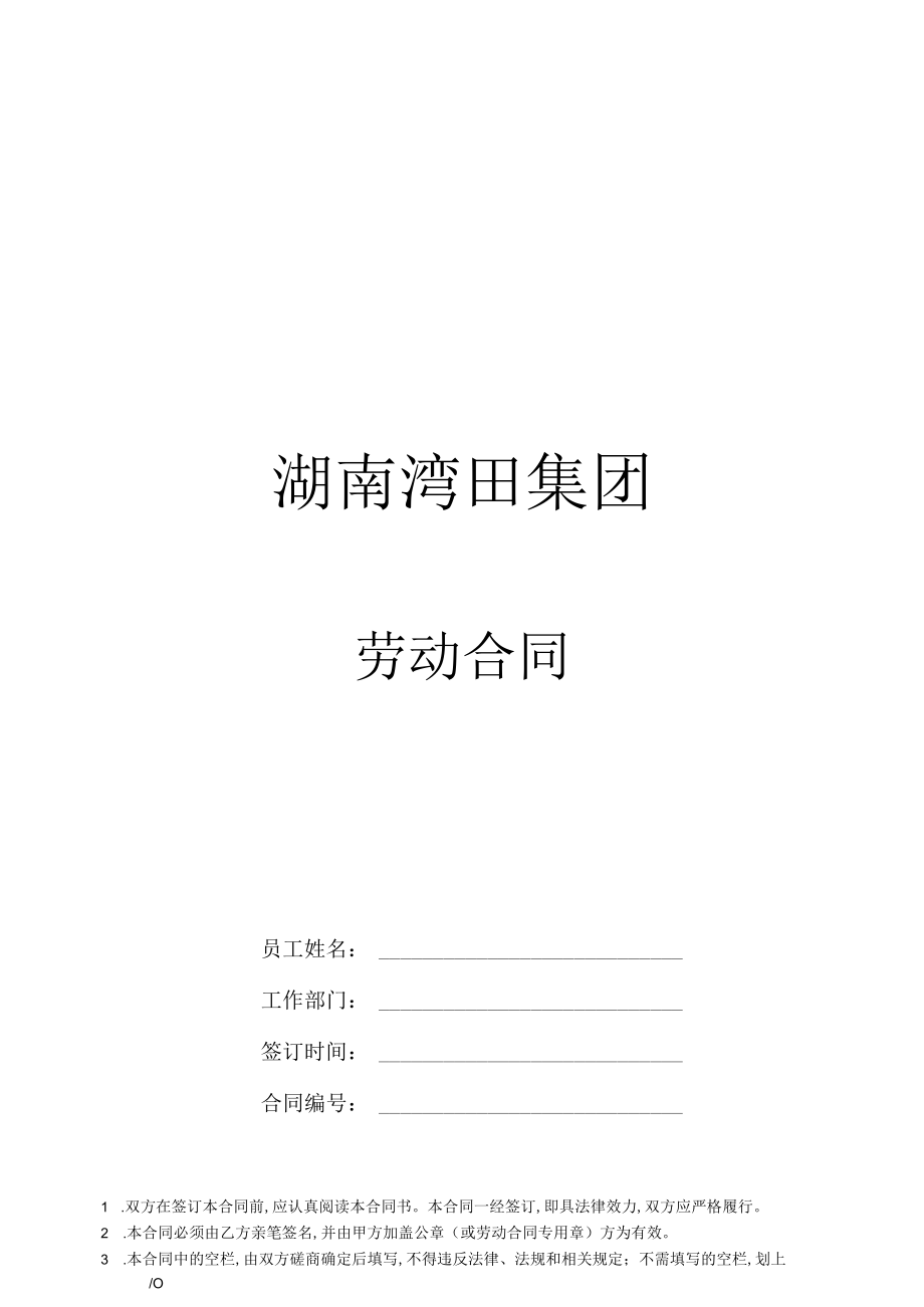 湖南湾田集团劳动合同(doc 8页).docx_第1页