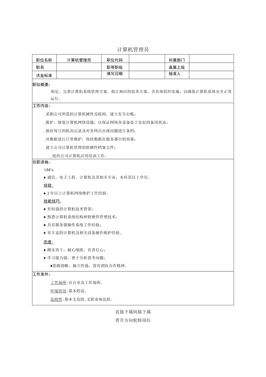 计算机管理员岗位职责.docx_第1页