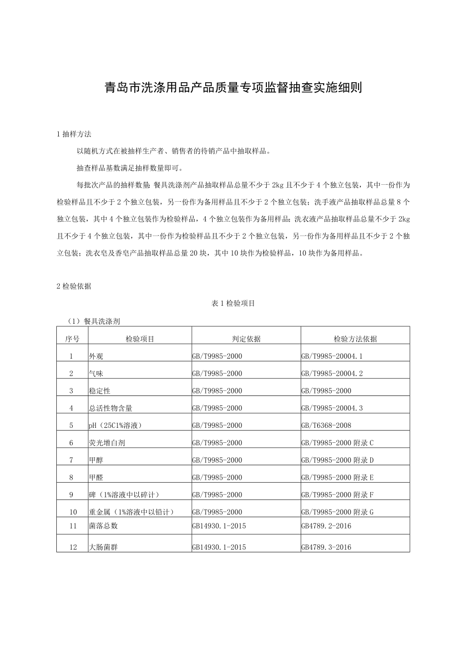 青岛市洗涤用品产品质量专项监督抽查实施细则.docx_第1页