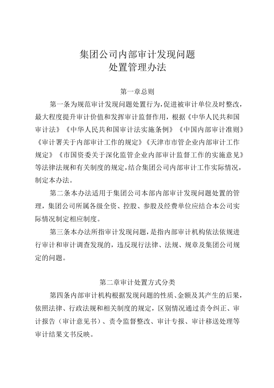 集团公司内部审计发现问题处置管理办法.docx_第1页