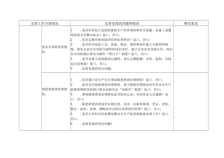 落实企业安全生产主体责任专项巡查行动反馈表.docx_第3页