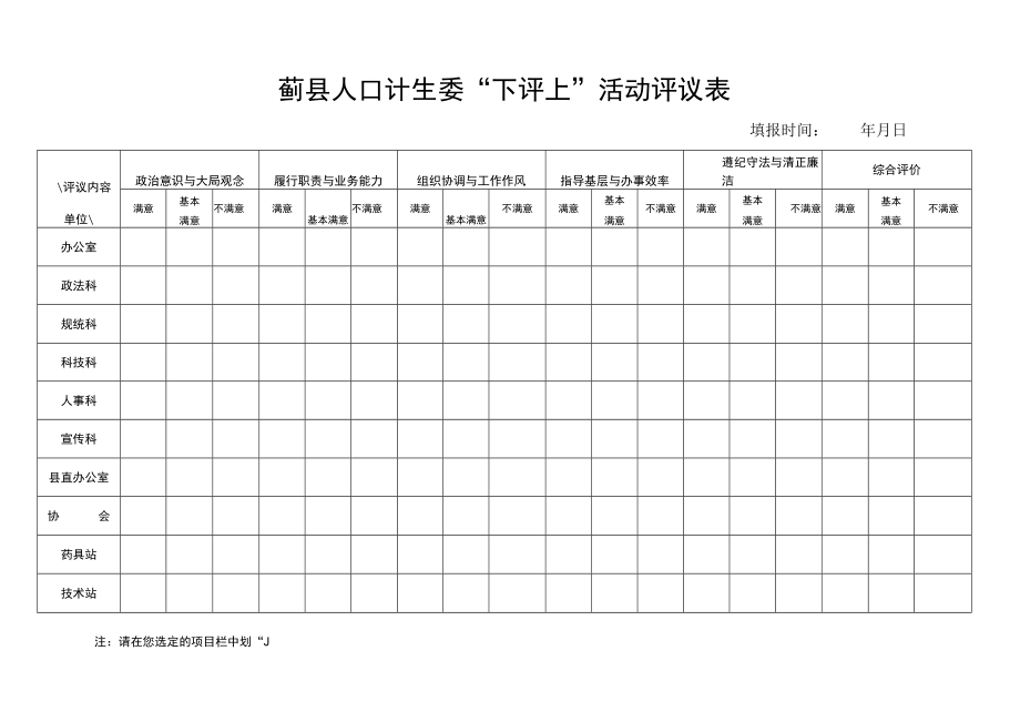 蓟县人口计生委下评上活动评议表.docx_第1页