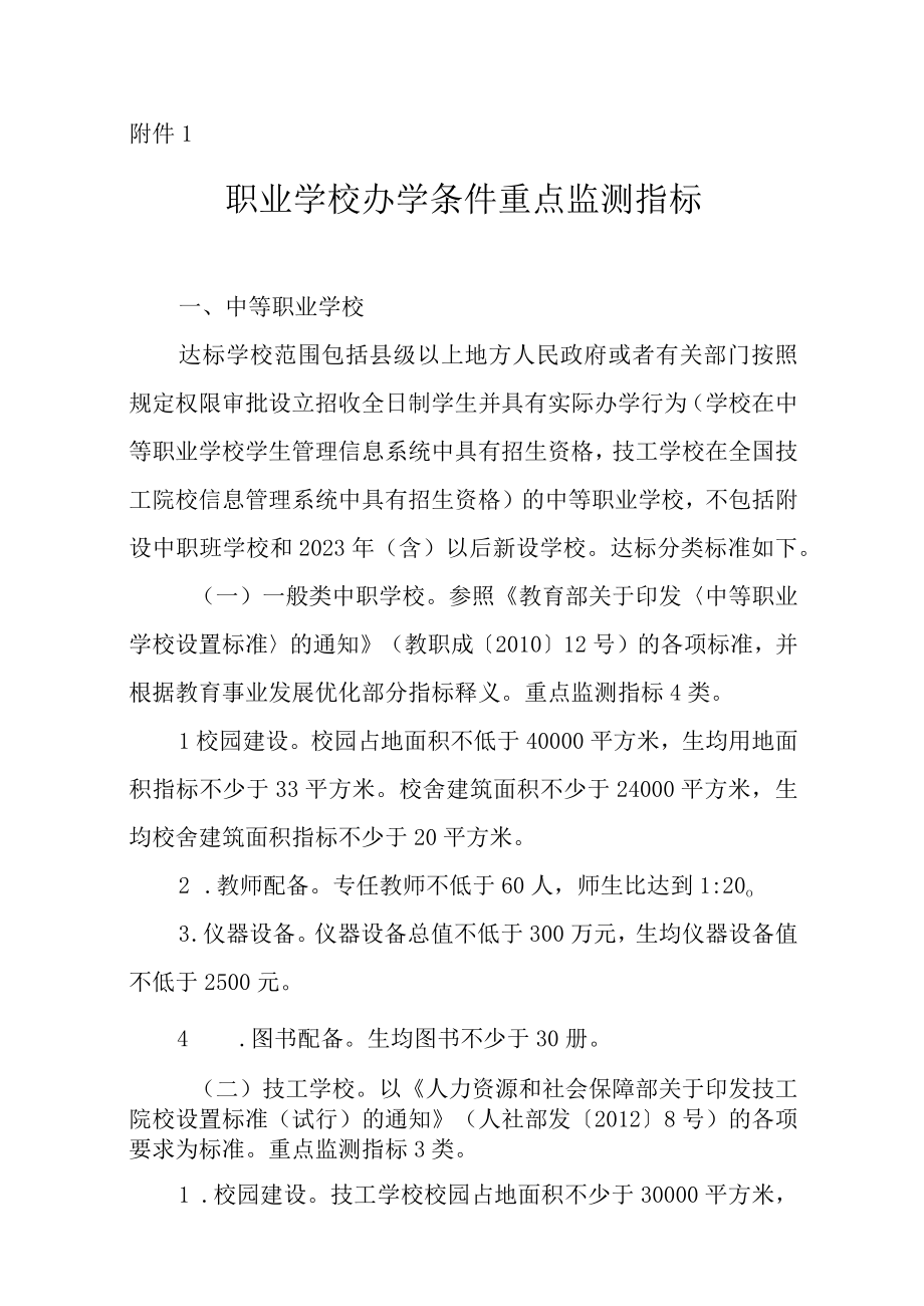 职业学校办学条件重点监测指标.docx_第1页