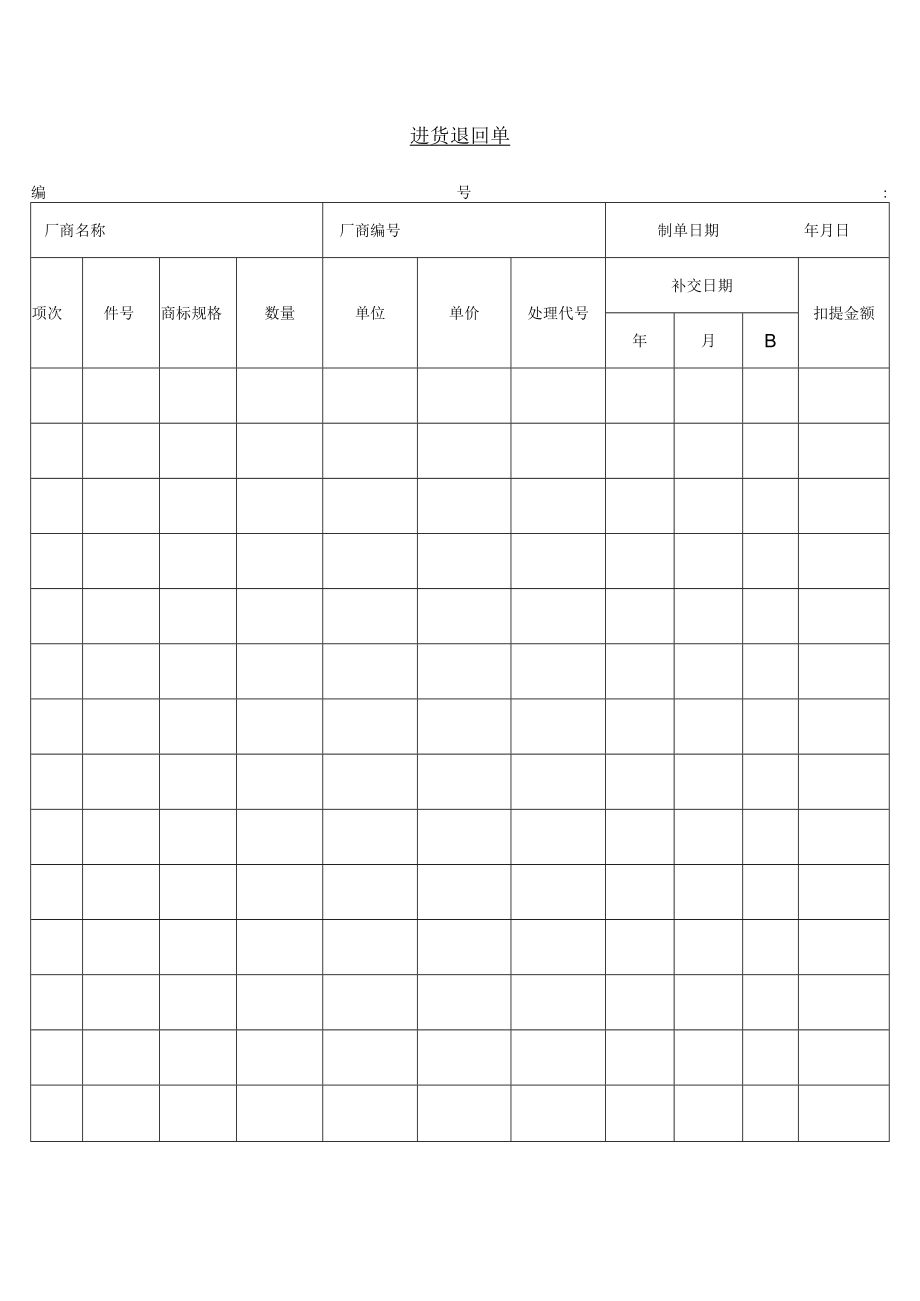 进货退回管理记录单(doc 2页).docx_第1页