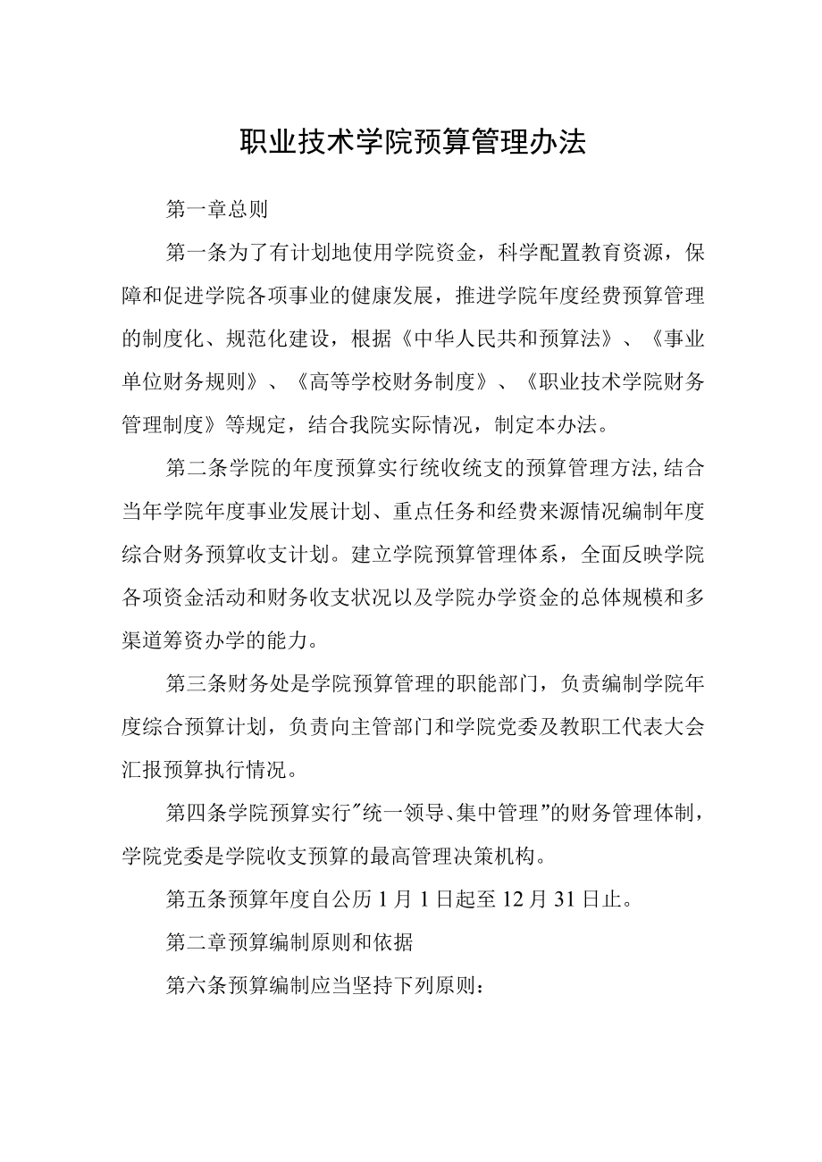 职业技术学院预算管理办法.docx_第1页