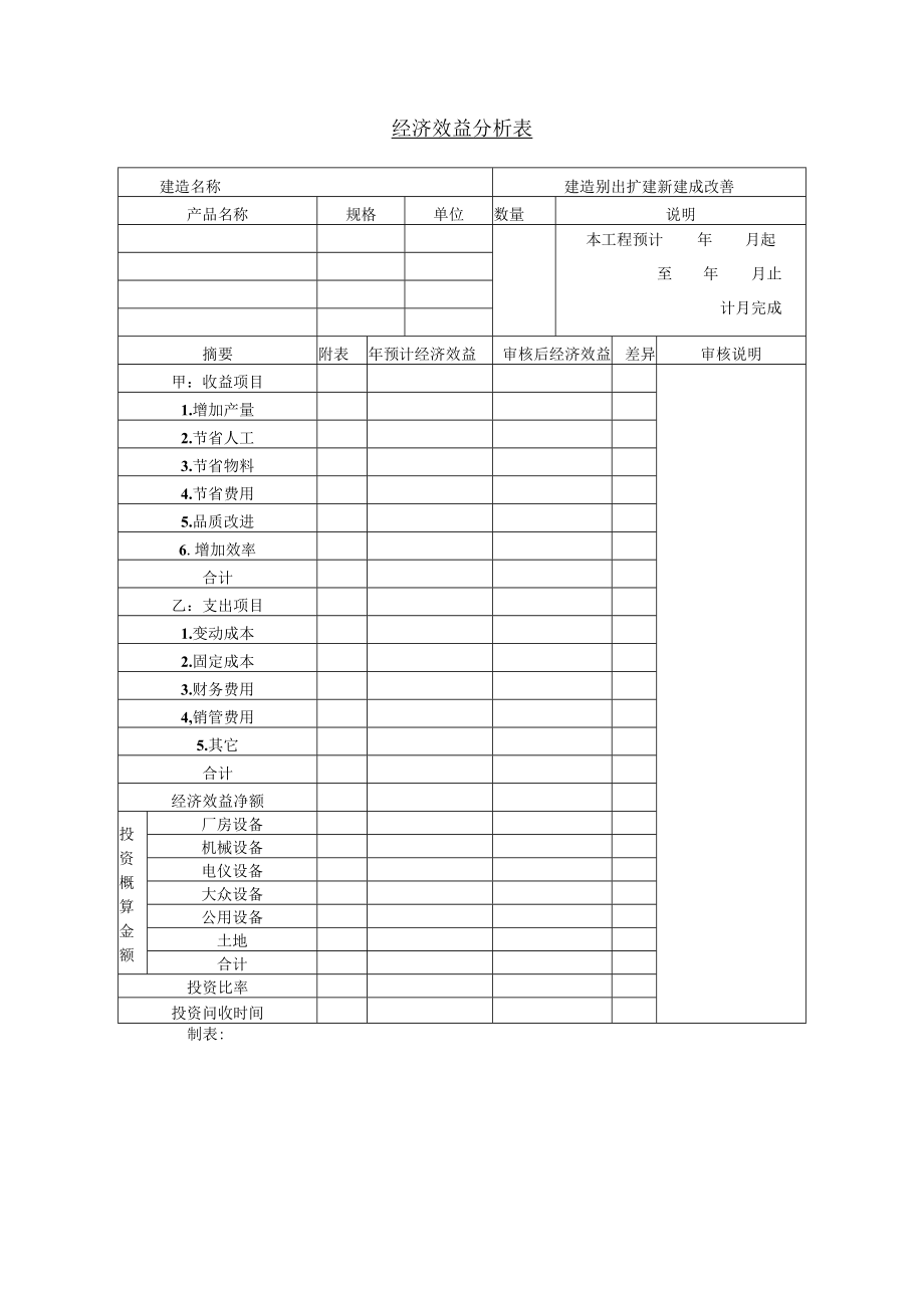 经济效益分析表(DOC 1页).docx_第1页