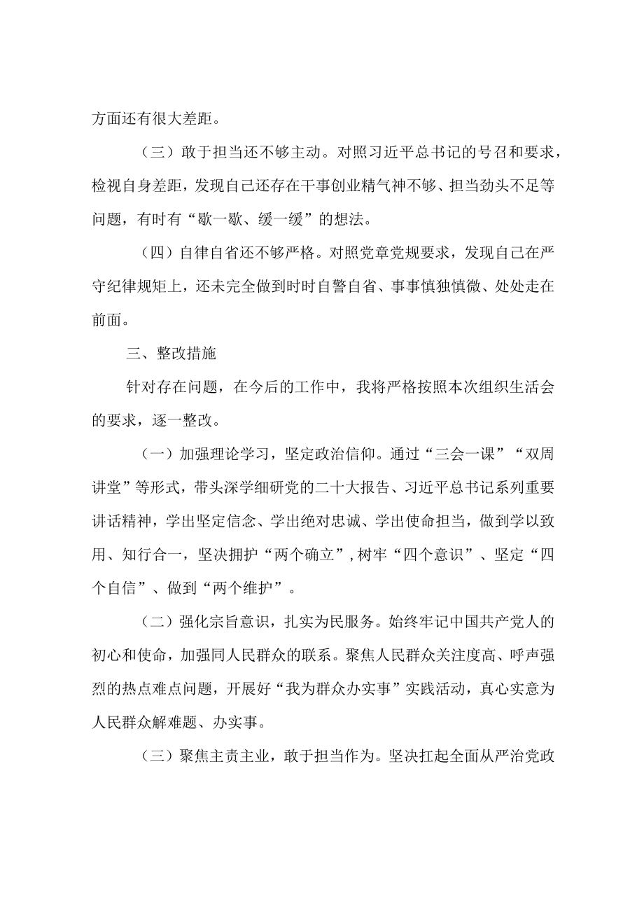 纪检监察系统干部2023年度组织生活会个人剖析发言材料.docx_第3页