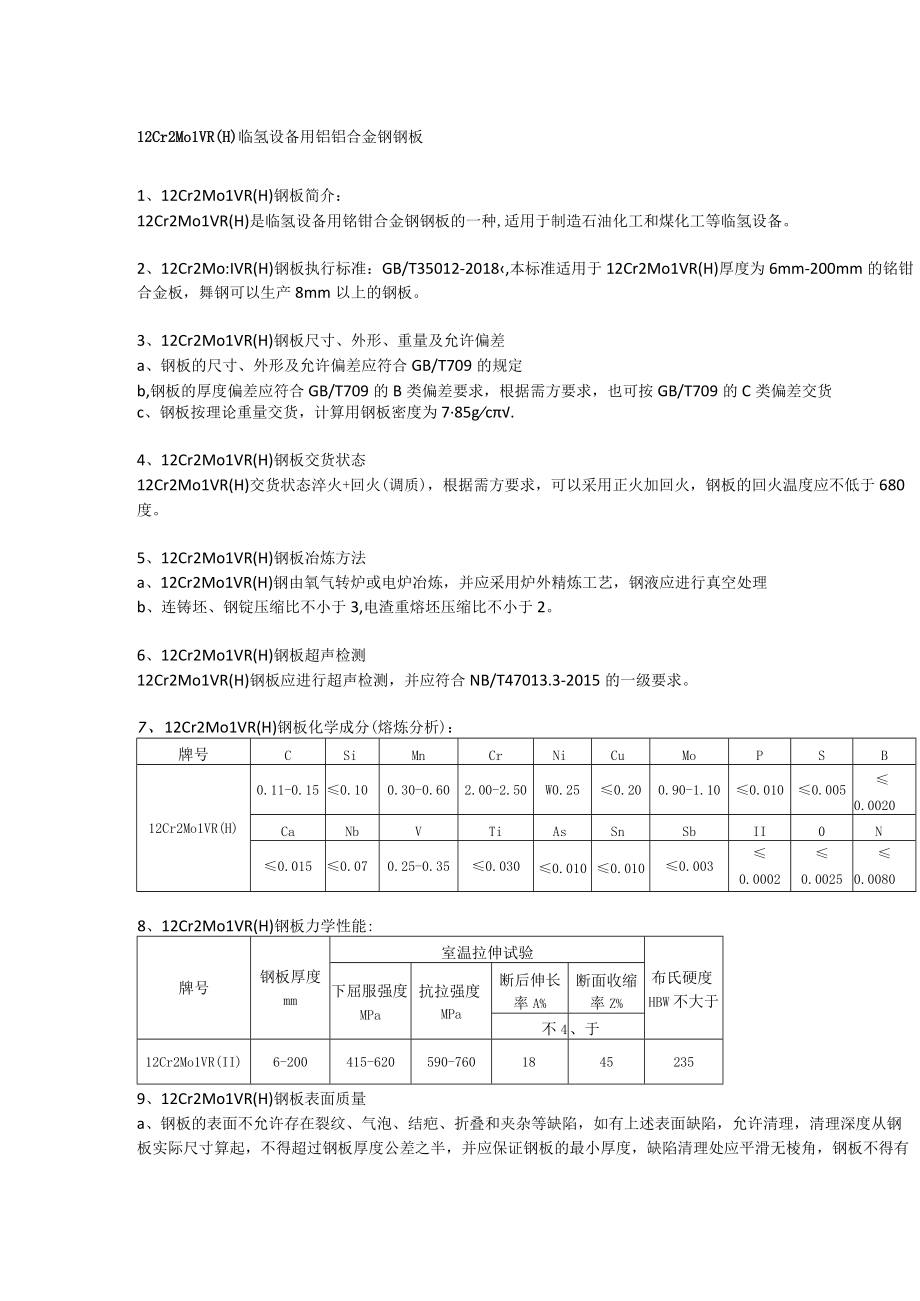 12Cr2Mo1VR(H)钢板实际应用及执行标准.docx_第1页