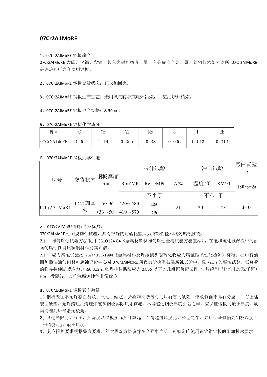 07Cr2AlMoRe钢板材质分析及实际应用.docx_第1页