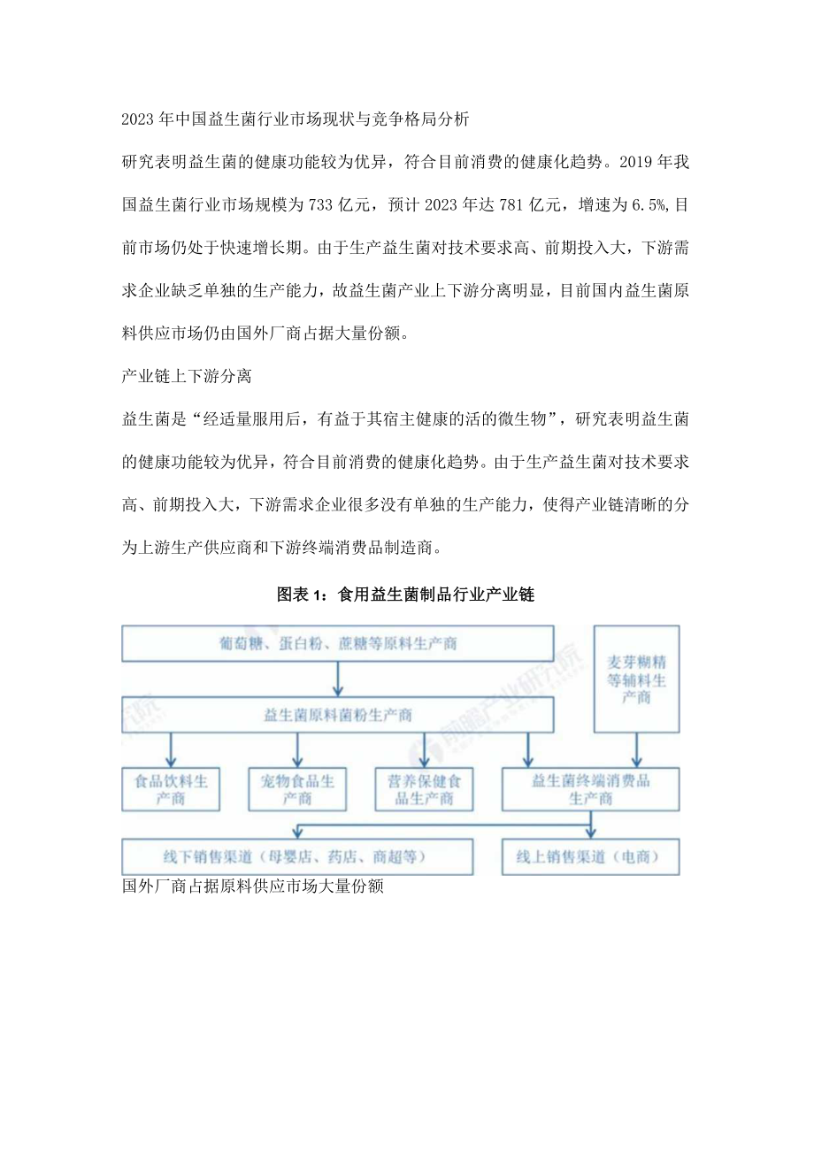 2023年中国益生菌行业市场现状与竞争格局分析.docx_第1页