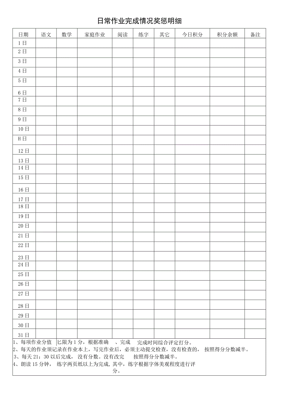 促进孩子学习主动性提升生活技能激励明细表.docx_第2页