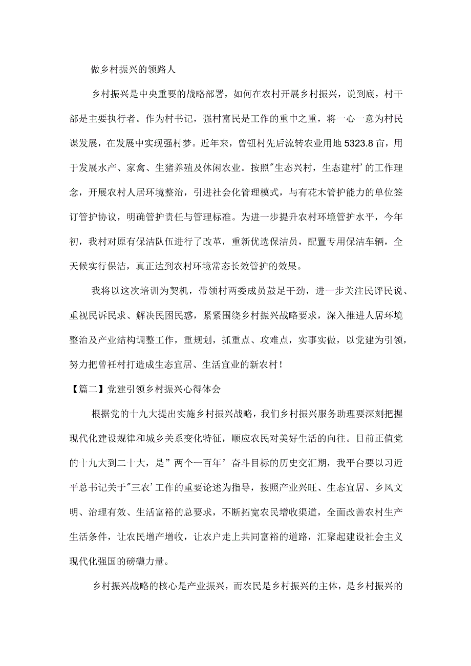 党建引领乡村振兴心得体会十篇.docx_第2页