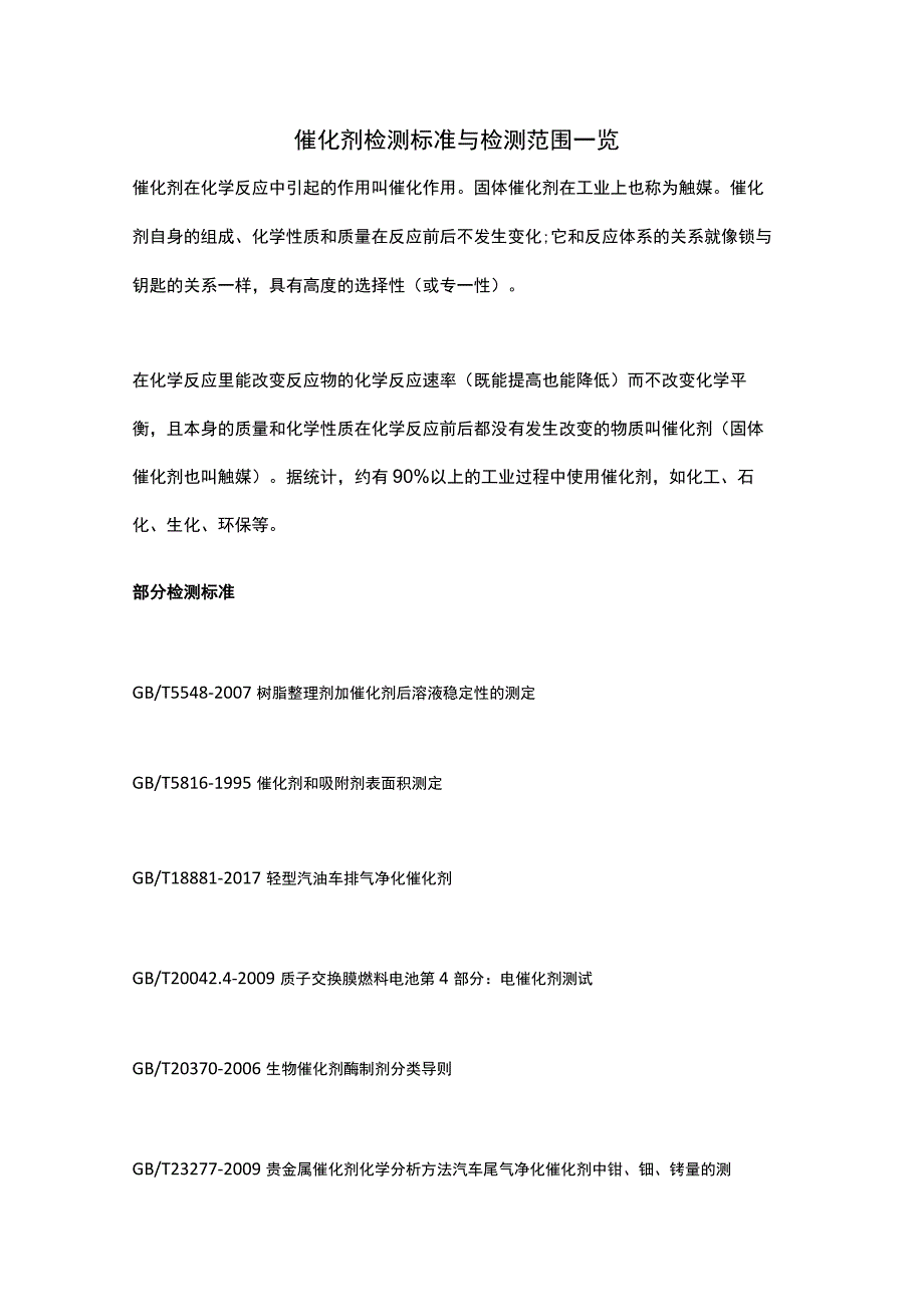 催化剂检测标准与检测范围一览.docx_第1页