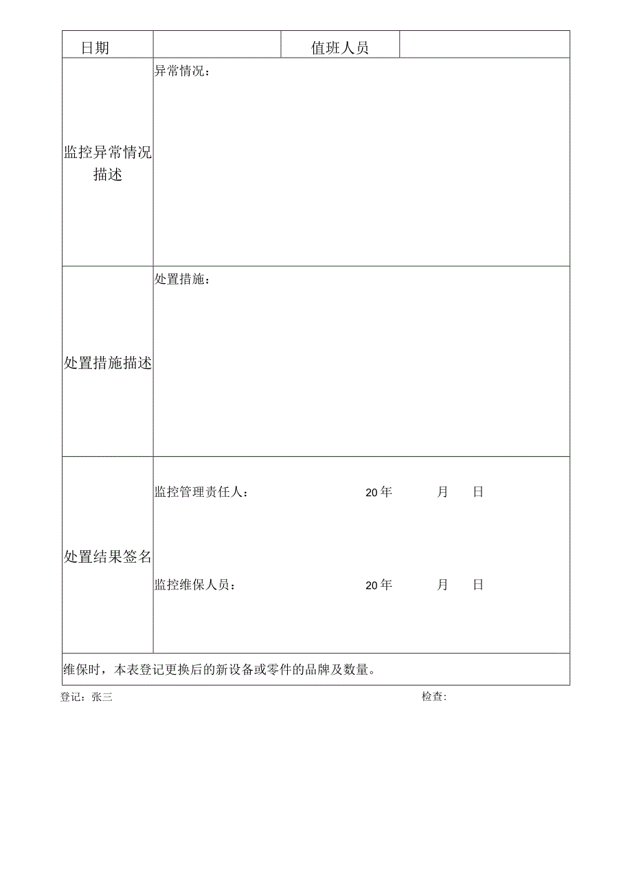 企业视频监控异常记录表格式件.docx_第1页