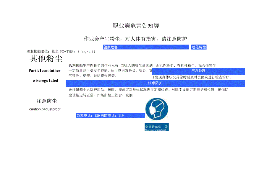 其他粉尘职业病危害告知牌.docx_第1页